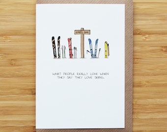 Après-Ski Card - Funny - Skiing - Recycled Card