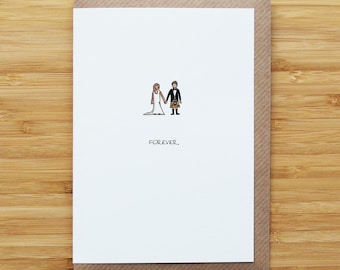 Scottish Wedding Couple Card - Marriage - Bride & Groom with Kilt - Recycled