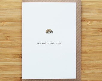 Hedgehog Hugs Card - Cute - Love & Valentines - Recycled Card