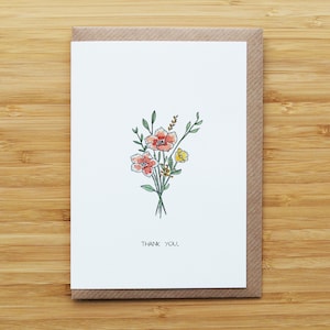 Cartão de agradecimento com buquê de flores