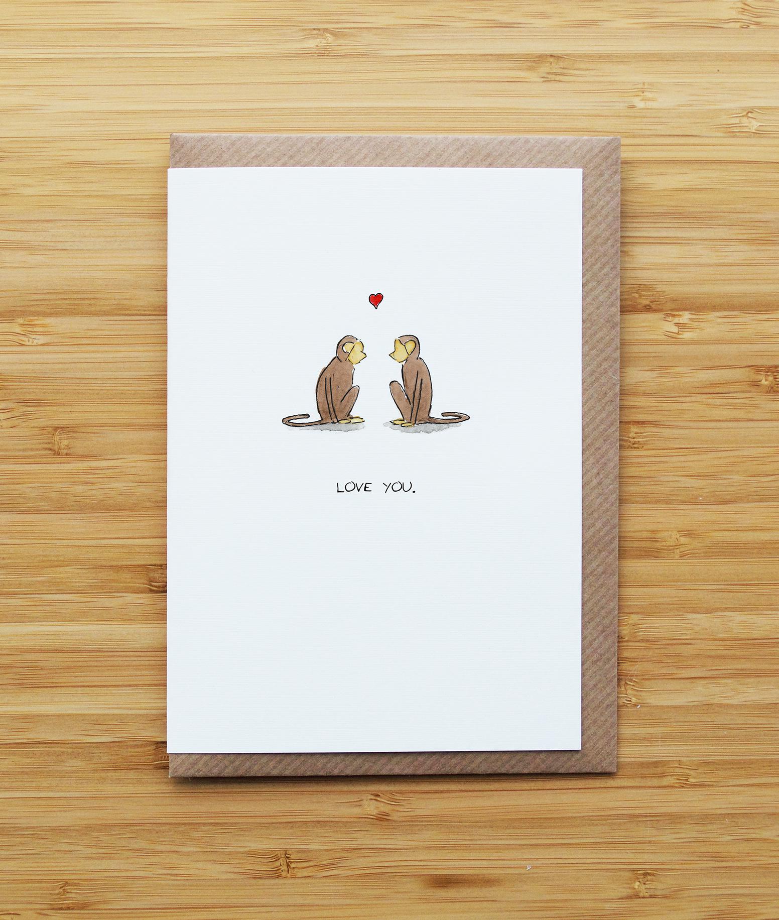 Monkey love card - Etsy México