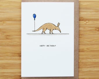 Aardvark Birthday Card - Cute - Recycled Card