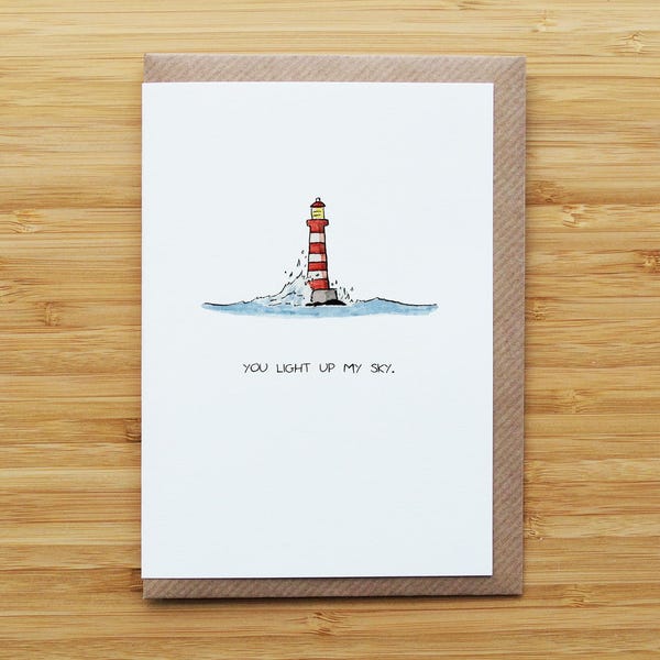 Carte d'amour Phare - Amour et Saint-Valentin - Carte recyclée