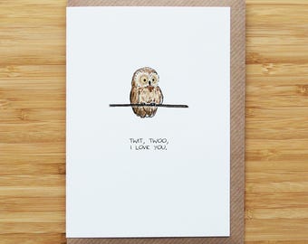 Owl Love Card - Twit Twoo - Love & Valentines - Recycled Card