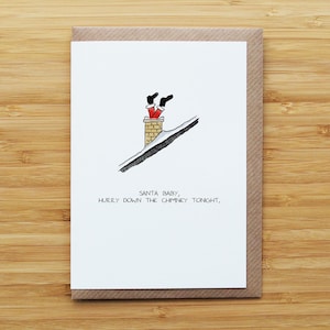 Kerstkaart kerstman in schoorsteen - grappig - gerecyclede kaart