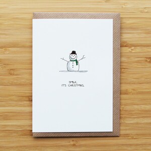 Carte de Noël smiley bonhomme de neige