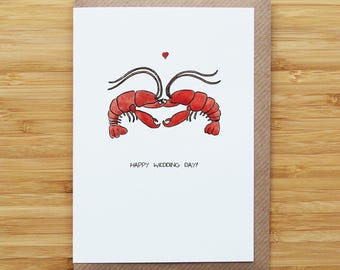 Wedding Lobsters Card - Cute - Recycled Card