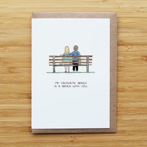 Biglietto d'auguri "Love Bench" (capelli biondi o castani)
