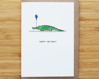 Crocodile Birthday Card - Cute - Recycled Card
