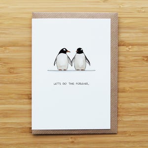 Biglietto d'amore con pinguino - Carino - Amore e San Valentino - Carta riciclata