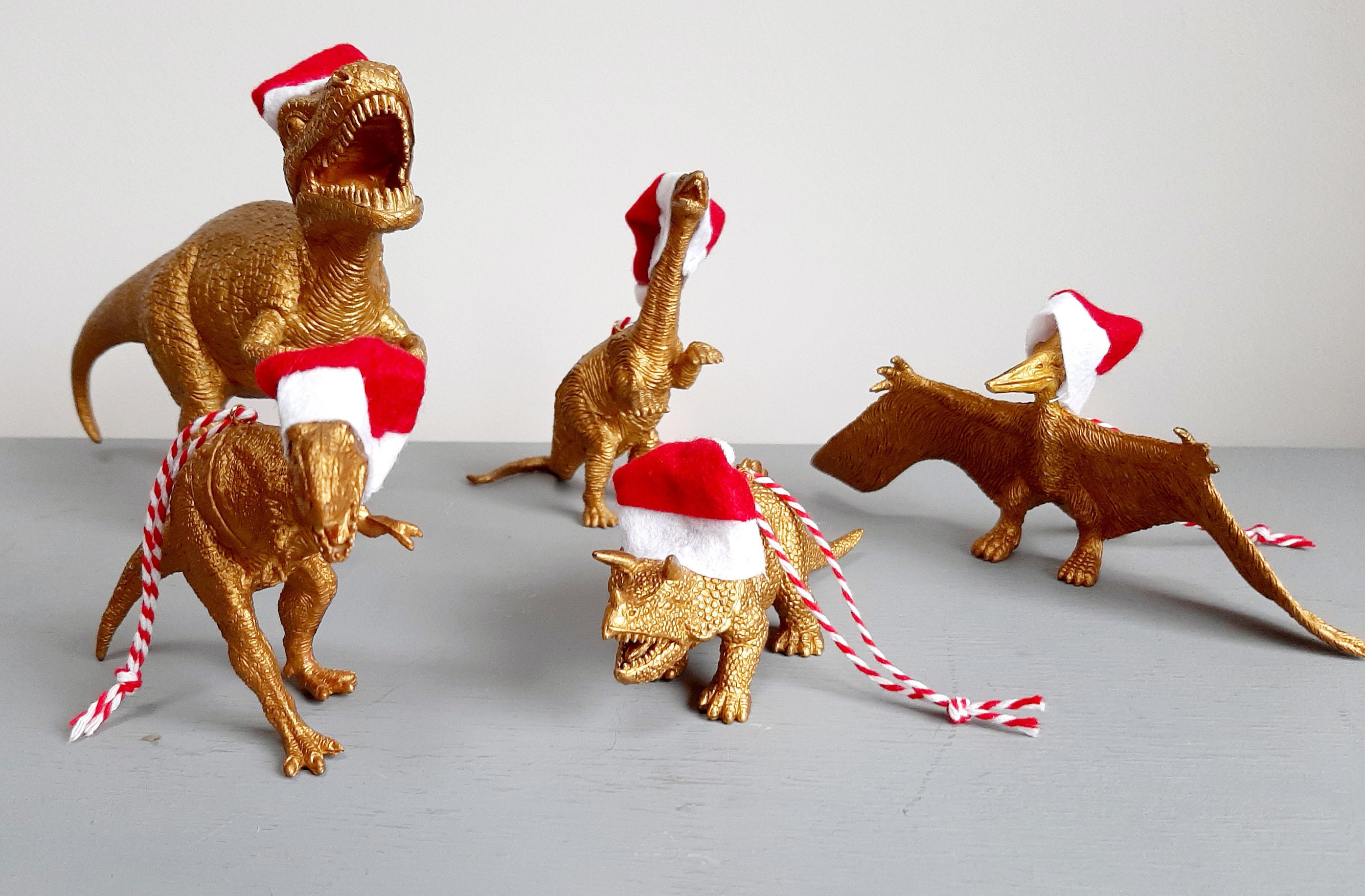 Gold Christmas dinosaur hanging and stand alone decorations Etsy