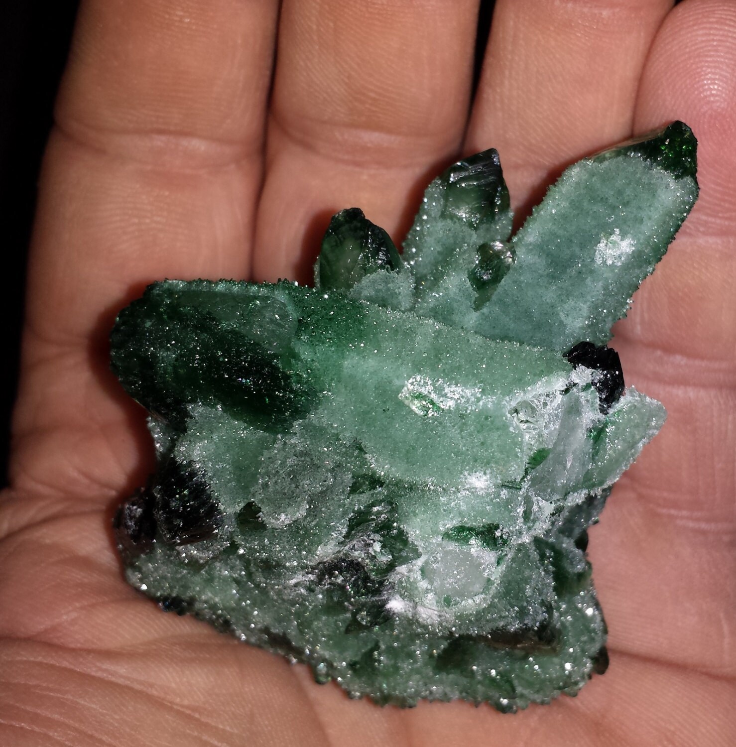Natural Quartz Crystals. Dyed a beautiful green. Very nice Etsy