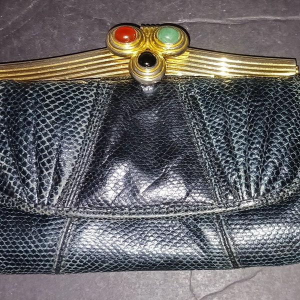 Judith Leiber snake skin jeweled evening clutch. 1980's. Fast, free shipping to U.S.A.
