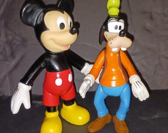 Vintage, Disney, Mickey Mouse and Goofy 6-1/2" plastic posable figures/toys.  Fast, free shipping to U.S.A.