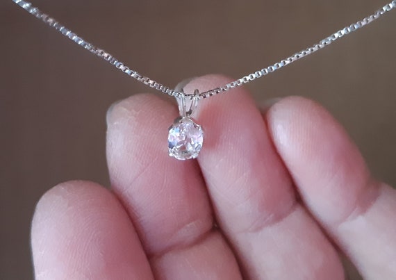 Morganite Necklace. .72ct. 7x5 oval. 18" Sterling… - image 4