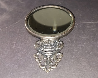 Vintage Hans Jensen hand mirror.  Made in Denmark. It has a rural Victorian Musicians scene. Fast, free Shipping to U.S.A.