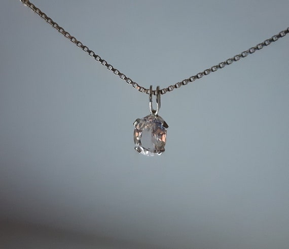 Morganite Necklace. .72ct. 7x5 oval. 18" Sterling… - image 3