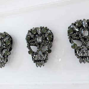 Embroidered Patch. Sew on patch. Embellishment. Patch for jackets. Patch for clothing and accessories. Crystal patch. Skull Brooch.