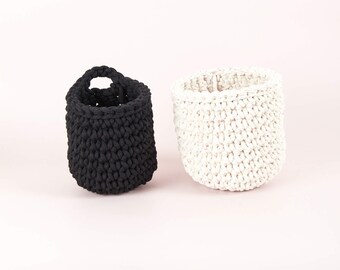 Crochet Basket Kit, Black and Rainbow Dust, Beginners Crochet Kit.