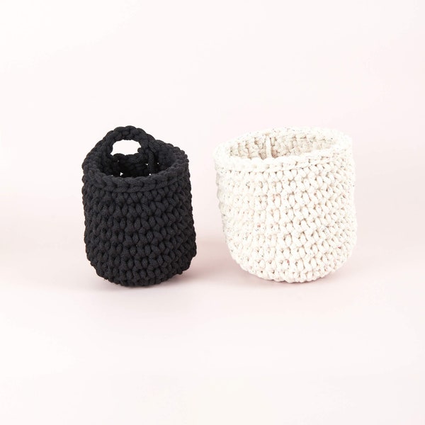 Crochet Basket Kit, Black and Rainbow Dust, Beginners Crochet Kit.