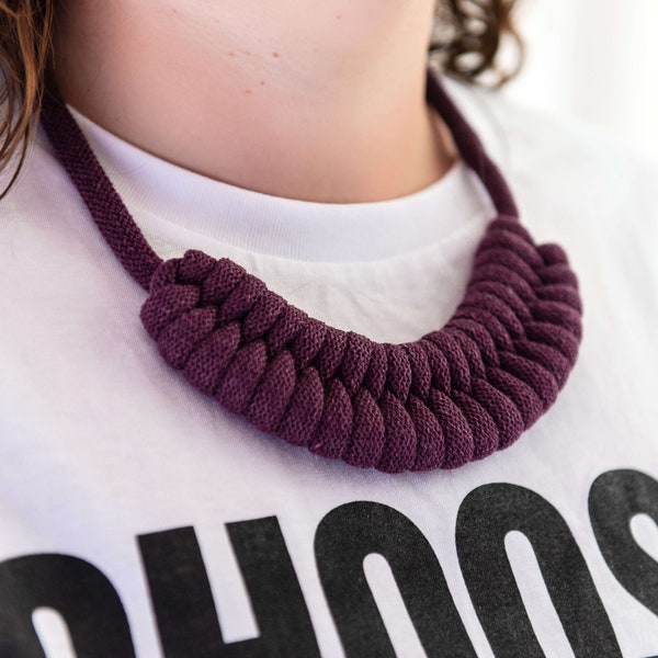 Chunky Woven Macrame Statement Necklace