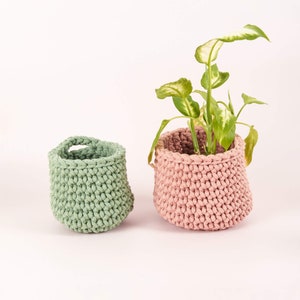 Crochet Basket Kit, Beginners Crochet Kit, Sustainable Summer Crochet Project Olive + Blush