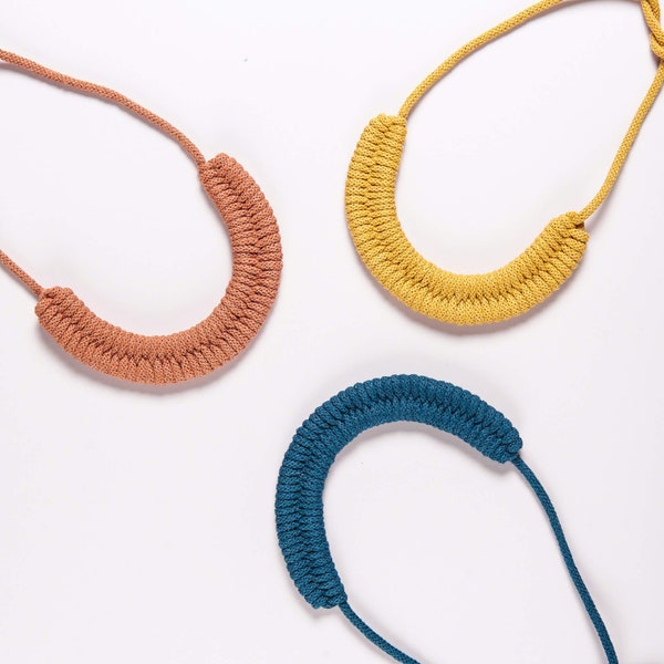 Woven Necklace Kit, Mustard Petrol Terracotta, Beginners Macrame Craft Kit.