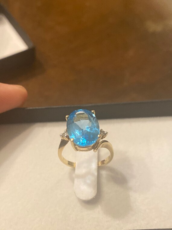 Beautiful large aquamarine 14k and diamonds ring 1