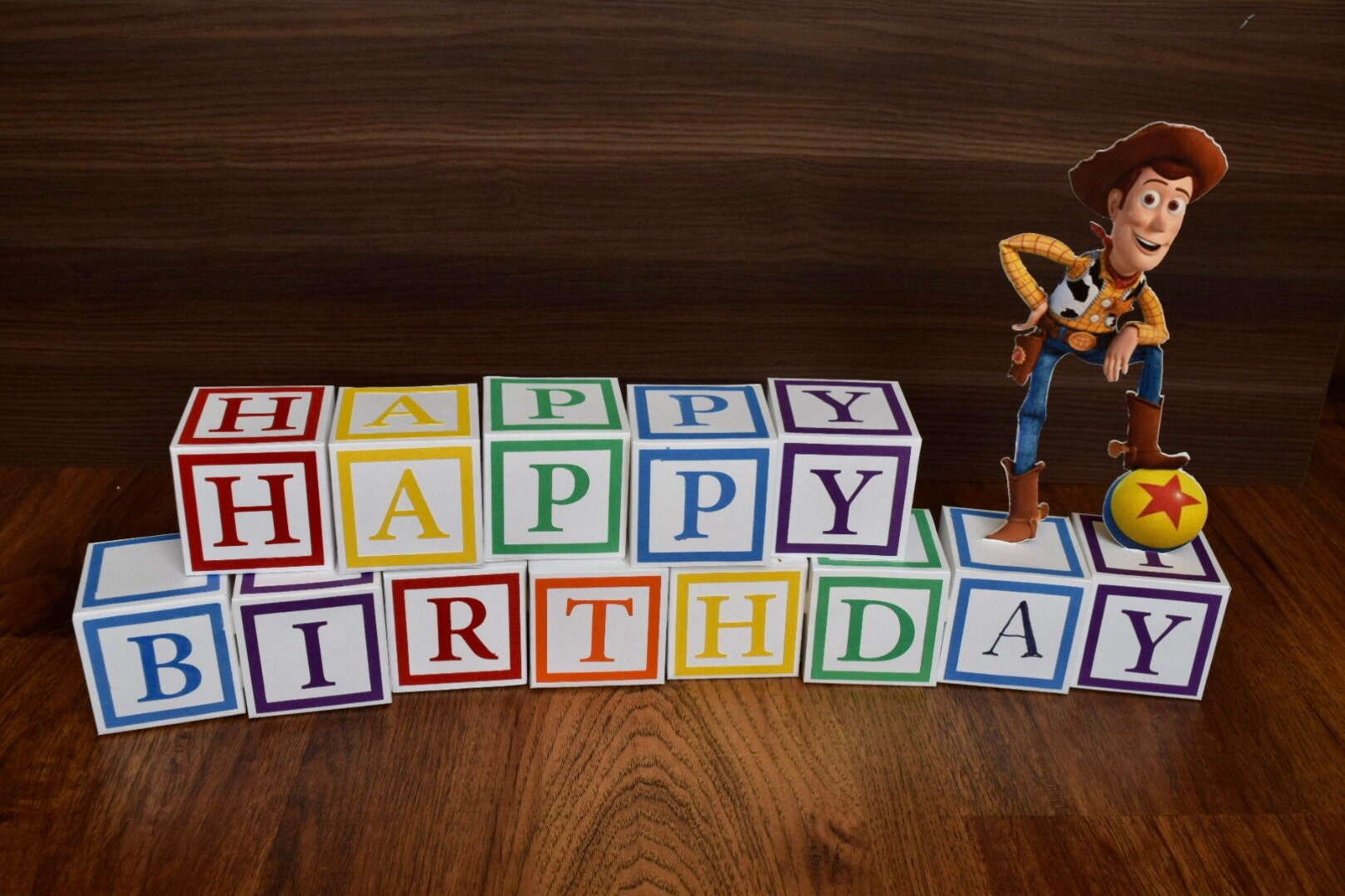 Toy Story Birthday Letter Blocks Centerpiece