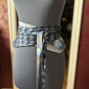 Upcycled Mens Silk Necktie Obi Corset Style Belt | OS | One of a Kind Upcycled Mens Necktie Corset - Etsy main image 3