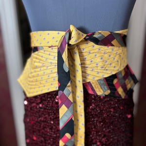 Yellow and Multicolored Tie Belt
