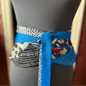 Blue and  Art Deco Tie Belt