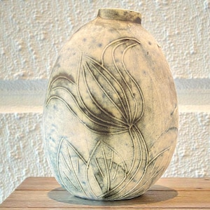 Vintage Cornish Studio Pottery Pillow Vase, Attributed to Carn Pottery, 15cm Mid Century Abstract Slab Ceramic