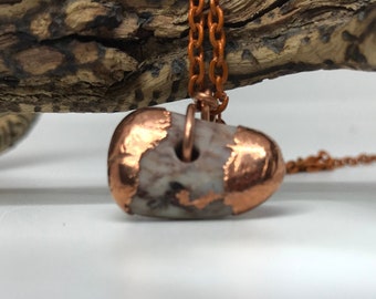 Stone pendant with copper electroform (366)