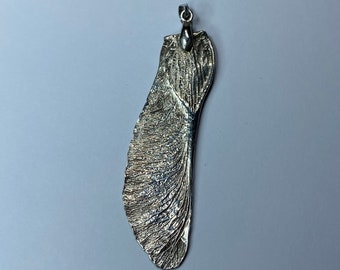Real Sycamore Seed Pendant - Electroformed Fine Silver - Botanical Helicopter Necklace