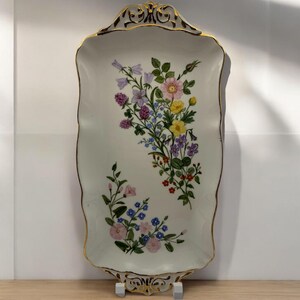 Vintage Bone China Sandwich Tray, Hand-Painted Wildflower Design, G. Barlow