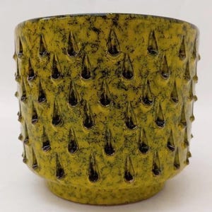 Vintage 1960s Fratelli Fanciullacci Planter Yellow Green Glaze Textured Italian Pottery