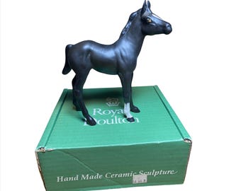Vintage Royal Doulton Black Beauty and Foal Porcelain Horse