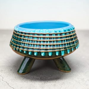 Signed Pieter Groeneveldt Dutch Pottery Tripod Cachepot 1950s Mali Mark Mid Century Planter