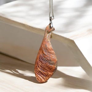 Sycamore helicopter seed pendant, Copper patina