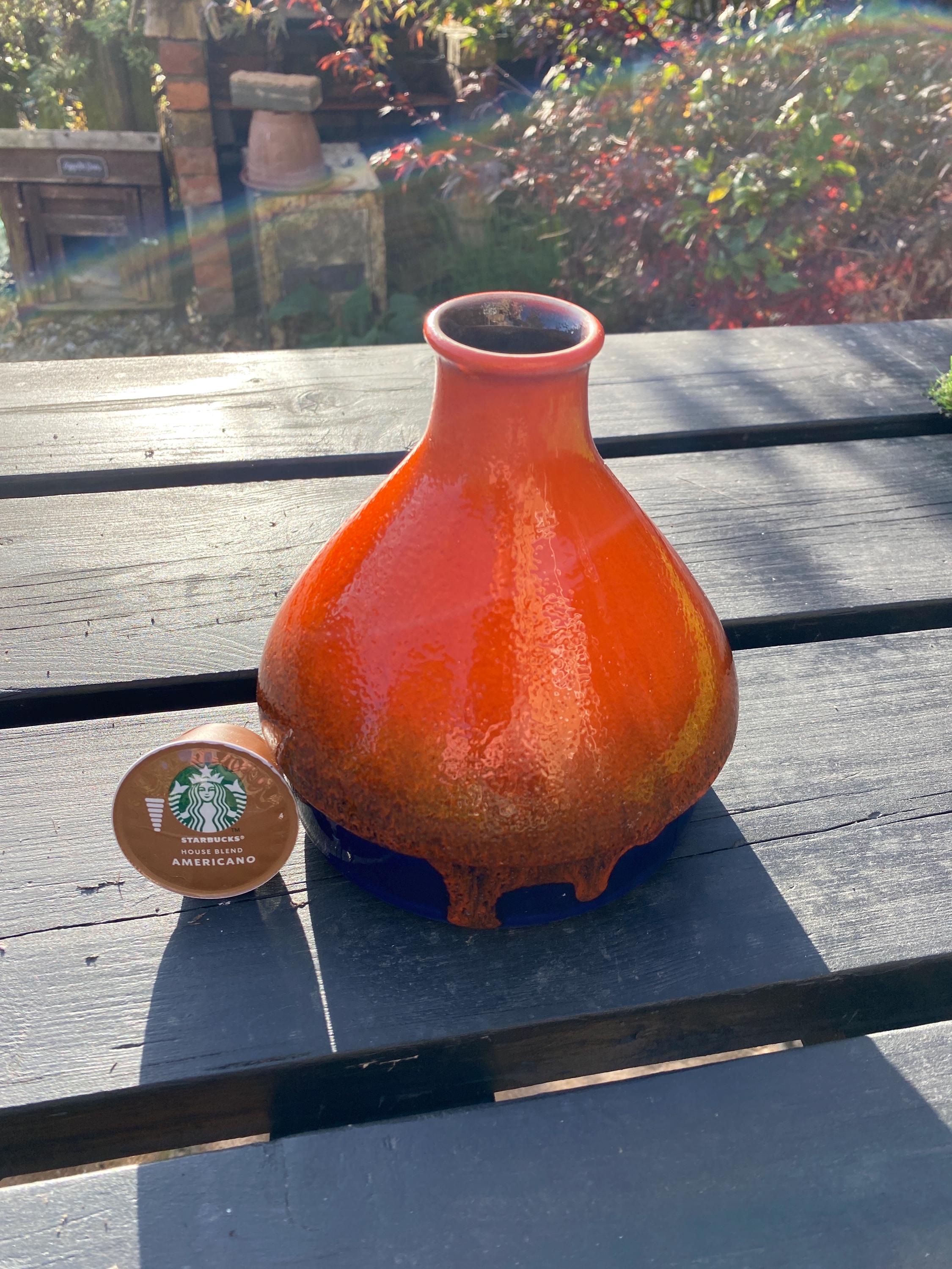 Vintage Dümler & Breiden Fat Lava Vase, Orange Blue Drip Glaze - Etsy
