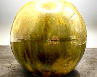 Maceta esférica de cerámica con esmalte único / Cerámica artesanal