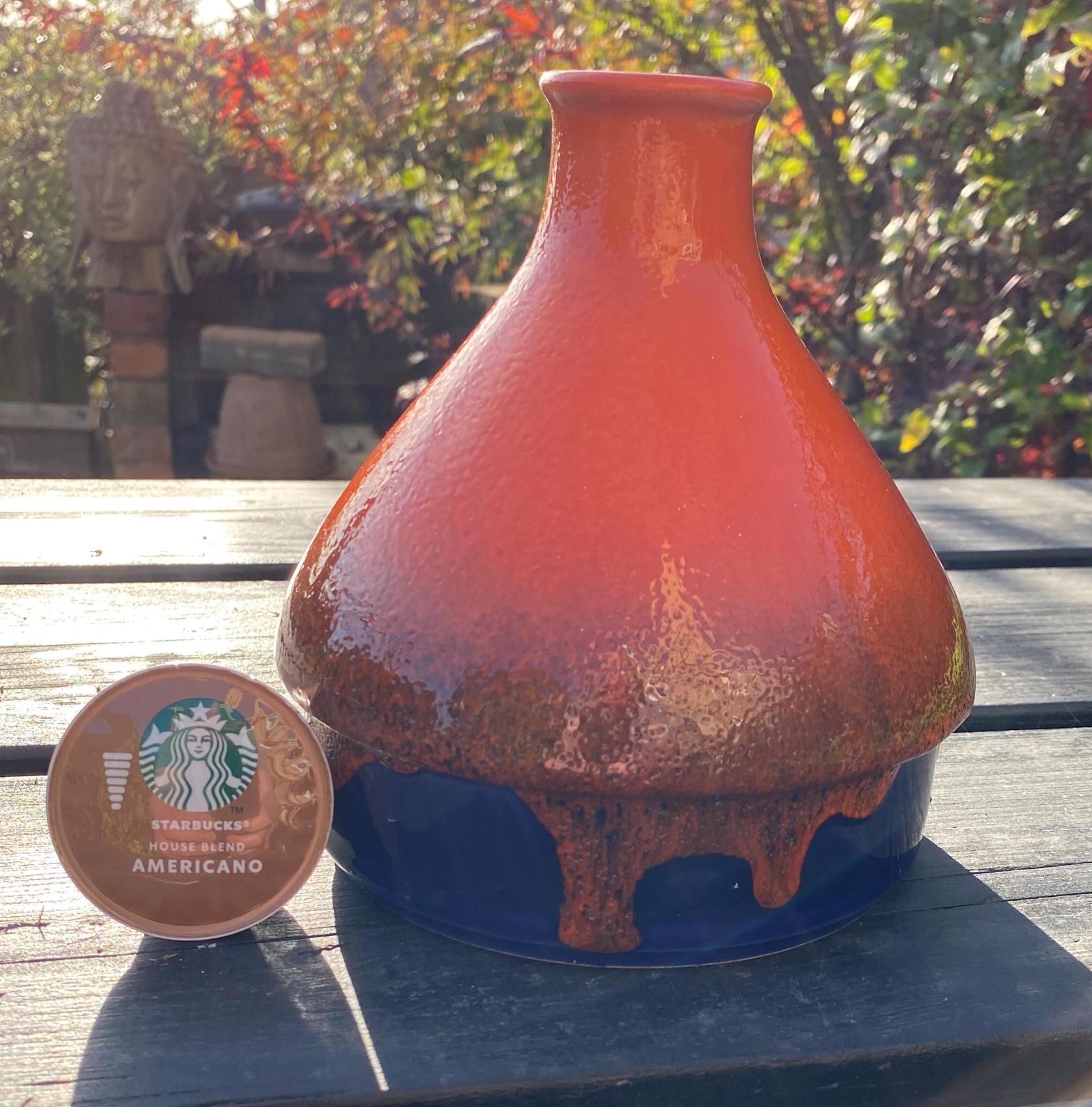 Vintage Dümler & Breiden Fat Lava Vase, Orange Blue Drip Glaze - Etsy