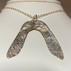 Sycamore seed pendant, real seed, pure silver electroform