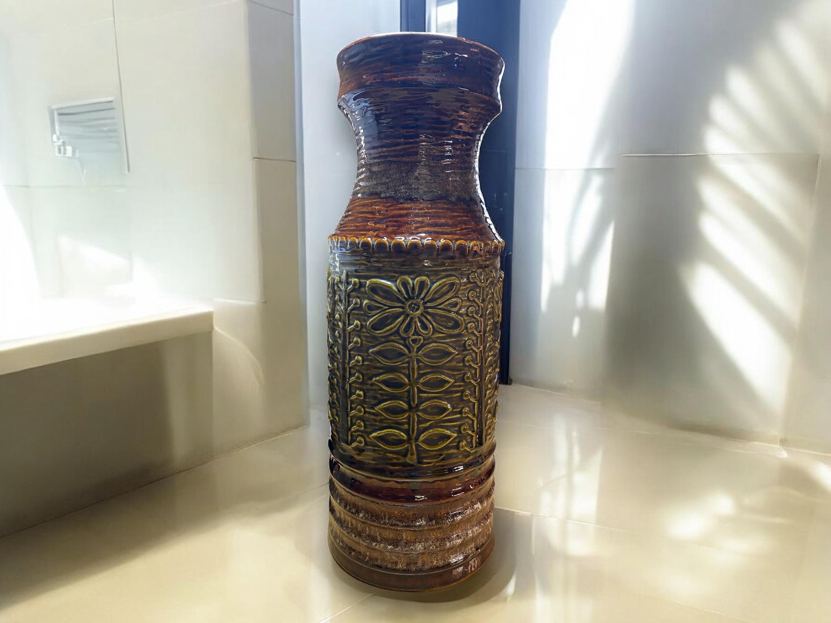 Large Scheurich Fat Lava Vase: West German Pottery, Mid