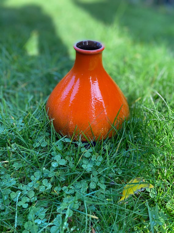 Vintage Dümler & Breiden Fat Lava Vase, Orange Blue Drip Glaze - Etsy