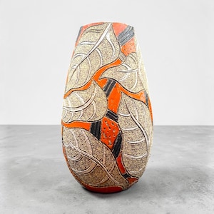 Vintage Fratelli Fanciullacci Sgraffito Vase 10" Mid Century Italian Art Pottery
