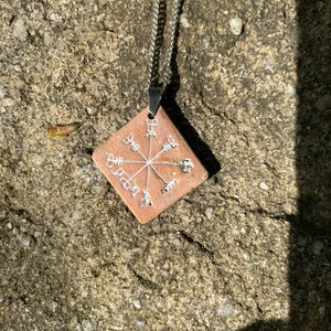 Vegvísir pendant, Viking compass, Icelandic magical stave (642)