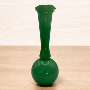 Vintage Mid-Century Modern Green Glass Bud Vase