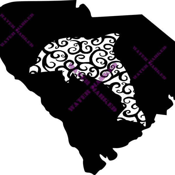 South Carolina Swirl Dolphin Svg. Jpg. PNG.